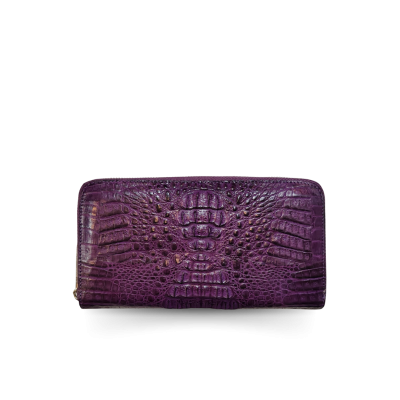 CROCODILE HORNBACK LEATHER LONG MEDIUM ZIPPED WALLET : CW01HKMR