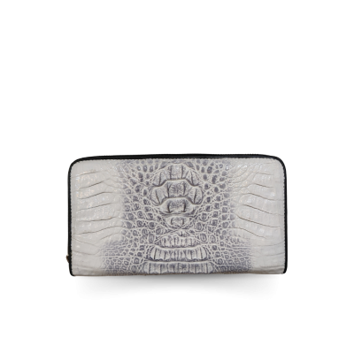 CROCODILE HORNBACK LEATHER LONG MEDIUM ZIPPED WALLET : CW01HKMR