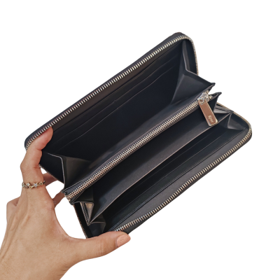 CROCODILE HORNBACK LEATHER LONG MEDIUM ZIPPED WALLET : CW01HKMR