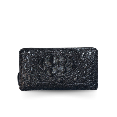 CROCODILE HORNBACK LEATHER LONG LARGE ZIPPED WALLET : CW01HL