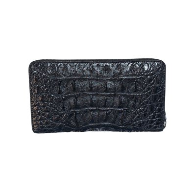 CROCODILE HORNBACK LEATHER LONG LARGE ZIPPED WALLET : CW01HL