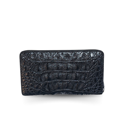 CROCODILE HORNBACK LEATHER LONG LARGE ZIPPED WALLET : CW01HL