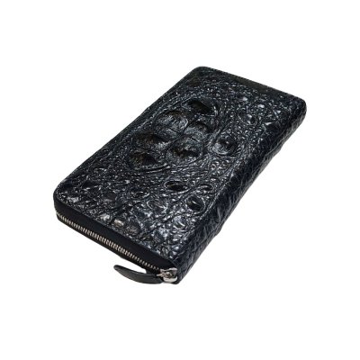 CROCODILE HORNBACK LEATHER LONG LARGE ZIPPED WALLET : CW01HL