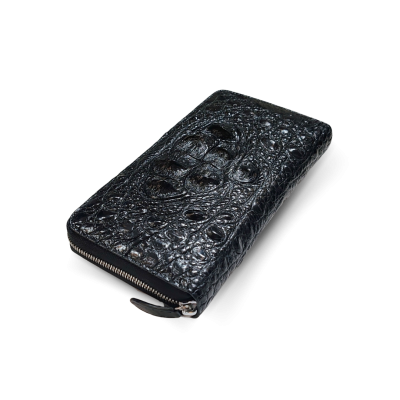 CROCODILE HORNBACK LEATHER LONG LARGE ZIPPED WALLET : CW01HL