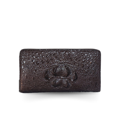 CROCODILE HORNBACK LEATHER LONG LARGE ZIPPED WALLET : CW01HL