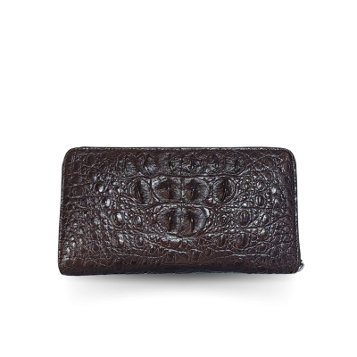 CROCODILE HORNBACK LEATHER LONG LARGE ZIPPED WALLET : CW01HL