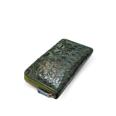 CW01HZ-M-MX : CROCODILE HALF HORNBACK LEATHER LONG MEDIUM ZIPPED WALLET