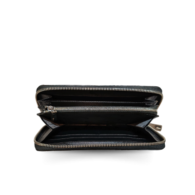 CROCODILE LEG LEATHER LONG MEDIUM ZIPPED WALLET : CW01LMR