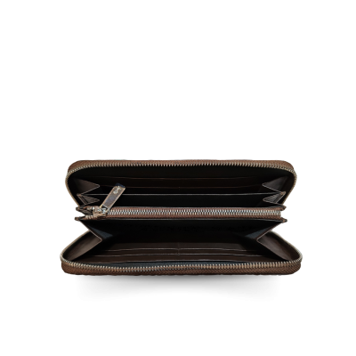 CROCODILE LEG LEATHER LONG MEDIUM ZIPPED WALLET : CW01LMR