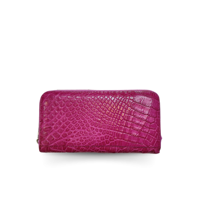 CROCODILE LEG LEATHER LONG MEDIUM ZIPPED WALLET : CW01LMR