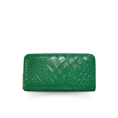 CROCODILE LEG LEATHER LONG MEDIUM ZIPPED WALLET : CW01LMR