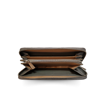CROCODILE LEG LEATHER LONG MEDIUM ZIPPED WALLET : CW01LMR
