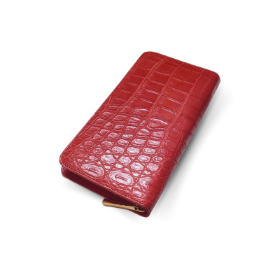 C-W01S-L-BRDSR : CROCODILE BELLY LEATHER LONG ZIPPED WALLET