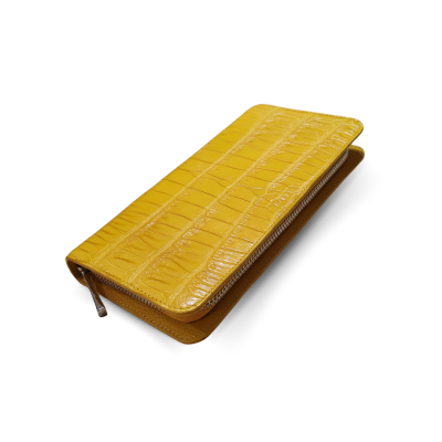 C-W01S-L-BRDSR : CROCODILE BELLY LEATHER LONG ZIPPED WALLET