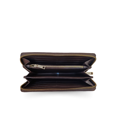 CW01S-M-HSY | GENUINE CROCODILE BELLY LEATHER LONG MEDIUM ZIP WALLET WITH WRIST STRAP