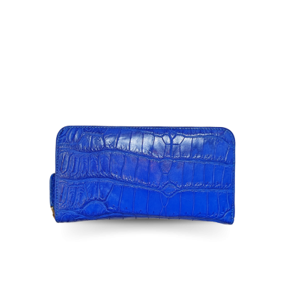 CW01S-M-LSR | กระเป๋าสตางค์ใบยาวขนาดกลาง ซิปรอบ หนังจระเข้แท้ ส่วนท้อง