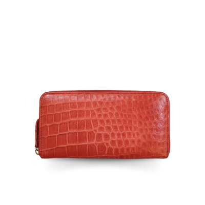 CW01S-M-LSR | กระเป๋าสตางค์ใบยาวขนาดกลาง ซิปรอบ หนังจระเข้แท้ ส่วนท้อง