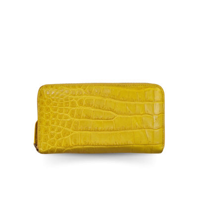 CW01S-M-LSR | GENUINE CROCODILE BELLY LEATHER LONG MEDIUM ZIP WALLET