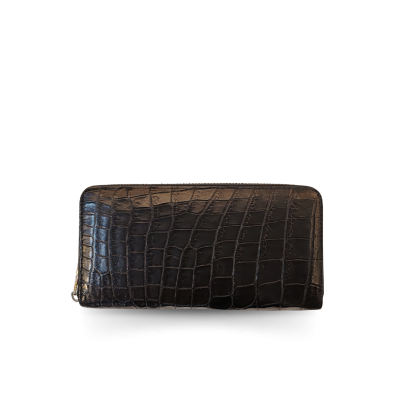CW01S-M-T : CROCODILE BELLY LEATHER LONG MEDIUM ZIPPED WALLET
