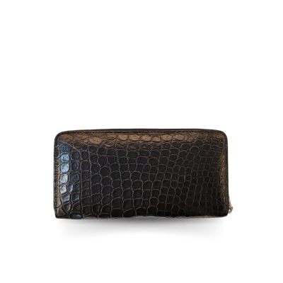 CW01S-M-T : CROCODILE BELLY LEATHER LONG MEDIUM ZIPPED WALLET