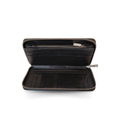 CW01S-M-T : CROCODILE BELLY LEATHER LONG MEDIUM ZIPPED WALLET