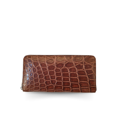 CW01S-M-T : CROCODILE BELLY LEATHER LONG MEDIUM ZIPPED WALLET