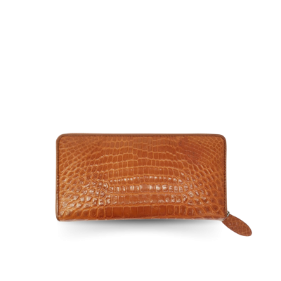 CROCODILE BELLY LEATHER LONG MEDIUM ZIPPED WALLET : CW01SMY