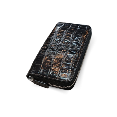 CROCODILE TAIL LEATHER SMALL MEDIUM ZIPPED WALLET : CW01TSAY