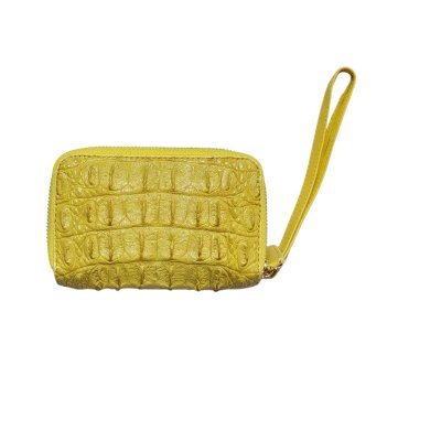 CROCODILE BACK TAIL LEATHER MINI POUCH WITH STRAP COIN PURSE : CW02BTSSAY