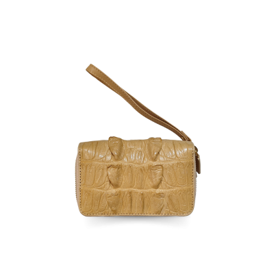 CW02BTSSHSAY : CROCODILE BACK TAIL LEATHER MINI POUCH WITH STRAP COIN PURSE