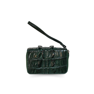 CW02BTSSHSAY : CROCODILE BACK TAIL LEATHER MINI POUCH WITH STRAP COIN PURSE