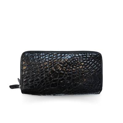 CW02L-XL : CROCODILE LEG LEATHER LONG DOUBLE ZIPPED WALLET