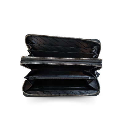CW02L-XL : CROCODILE LEG LEATHER LONG DOUBLE ZIPPED WALLET