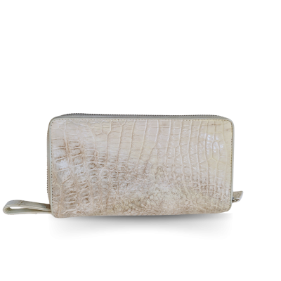 CW02L-XL : CROCODILE LEG LEATHER LONG DOUBLE ZIPPED WALLET