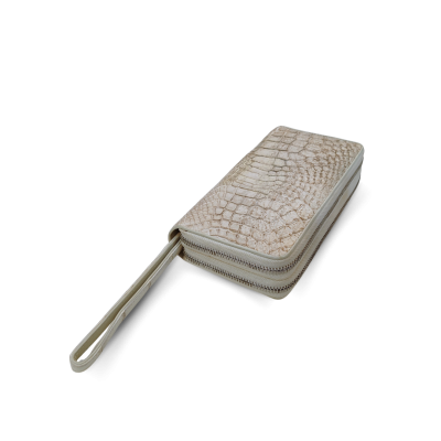 CW02L-XL : CROCODILE LEG LEATHER LONG DOUBLE ZIPPED WALLET