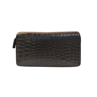CROCODILE LEG LEATHER LONG DOUBLE ZIPPED WALLET : CW02LXLAY