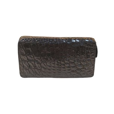 CROCODILE LEG LEATHER LONG DOUBLE ZIPPED WALLET : CW02LXLAY