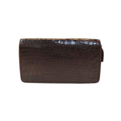 CROCODILE LEG LEATHER LONG DOUBLE ZIPPED WALLET : CW02LXLAY