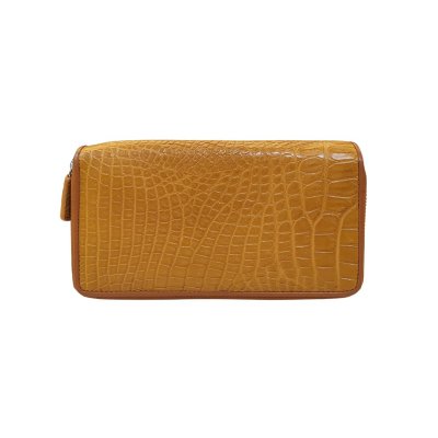 CROCODILE LEG LEATHER LONG DOUBLE ZIPPED WALLET : CW02LXLAY