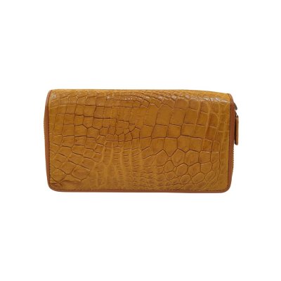 CROCODILE LEG LEATHER LONG DOUBLE ZIPPED WALLET : CW02LXLAY