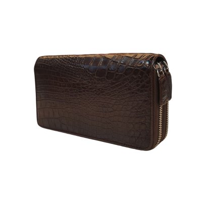 CROCODILE LEG LEATHER LONG DOUBLE ZIPPED WALLET : CW02LXLAY