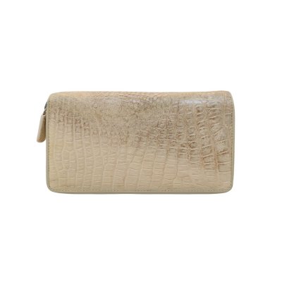 CROCODILE LEG LEATHER LONG DOUBLE ZIPPED WALLET : CW02LXLAY