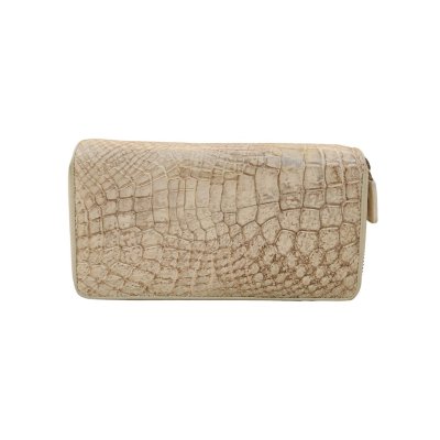 CROCODILE LEG LEATHER LONG DOUBLE ZIPPED WALLET : CW02LXLAY