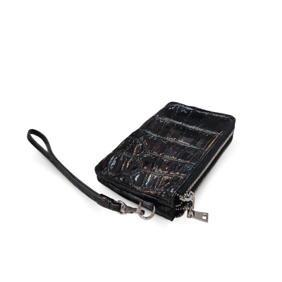 CW02SSS01AY : CROCODILE BELLY LEATHER MINI POUCH WITH STRAP COIN PURSE