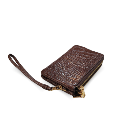 CW02SSS01AY : CROCODILE BELLY LEATHER MINI POUCH WITH STRAP COIN PURSE