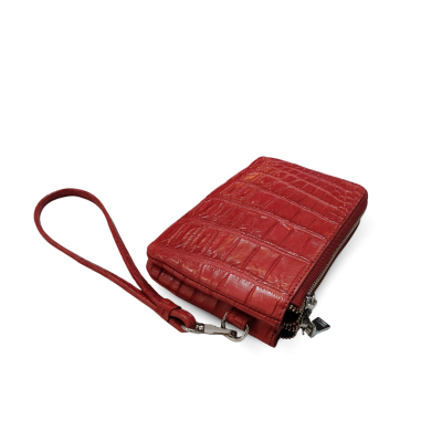 CW02SSS01AY : CROCODILE BELLY LEATHER MINI POUCH WITH STRAP COIN PURSE