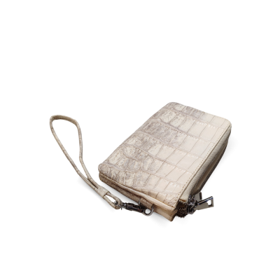 CW02SSS01AY : CROCODILE BELLY LEATHER MINI POUCH WITH STRAP COIN PURSE