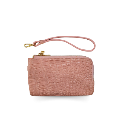 CW02SSS01AY : CROCODILE BELLY LEATHER MINI POUCH WITH STRAP COIN PURSE