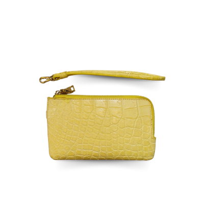 CW02SSS01AY : CROCODILE BELLY LEATHER MINI POUCH WITH STRAP COIN PURSE