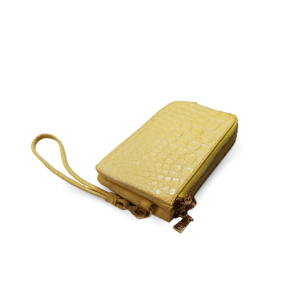 CW02SSS01AY : CROCODILE BELLY LEATHER MINI POUCH WITH STRAP COIN PURSE